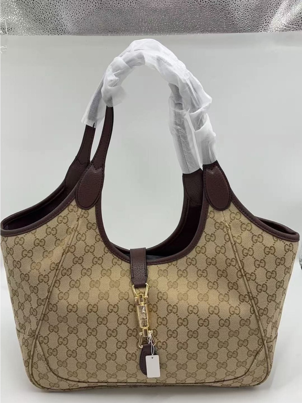 Gucci Beige & Brown Monogram Shoulder Bag